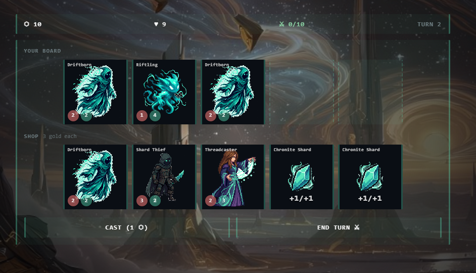 TimeWoven AutoBattler board